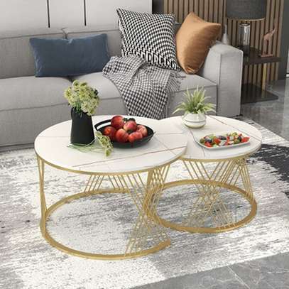 Coffee Table; Circular Gold Coffee Table in Kemera image 7