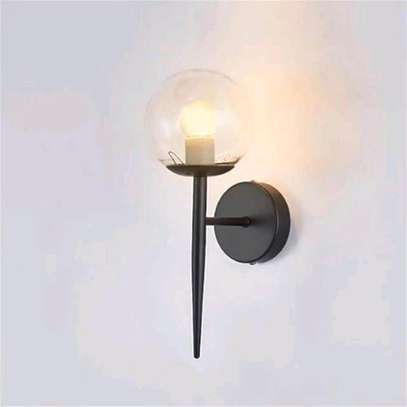 Upscale White and Glass, Black Globe Indoor Wall Sconce image 2