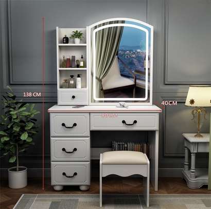 Modern Makeup Vanity Table with LED Mirror & Drawers image 5