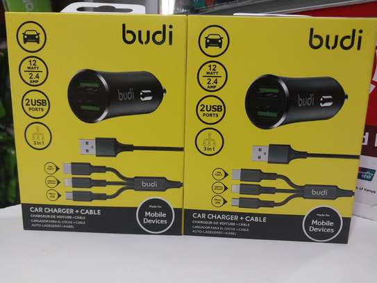 Budi 3 In 1 Car Charger - Fast Charging , 2 USB Ports image 2