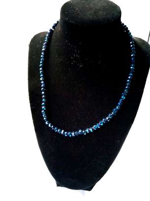Womens Blue Crystal Necklace and maasai earrings image 3