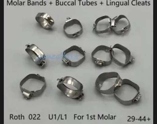 Stainless steel molar bands with buccal tube image 1