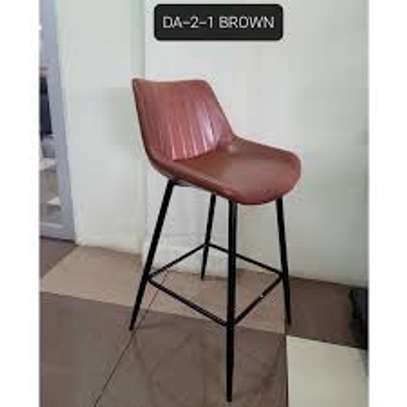 Brown Leather Non-Adjustable Counter Bar Stool image 13