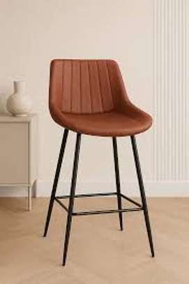 Brown Leather Non-Adjustable Counter Bar Stool image 15