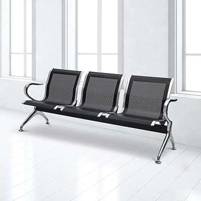 Reception Bench: 3-Link Metallic Office Waiting Bench image 3