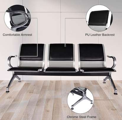 3 Person Leather Reception Office Bench image 7