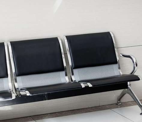 Black PU Padded Reception Bench image 8