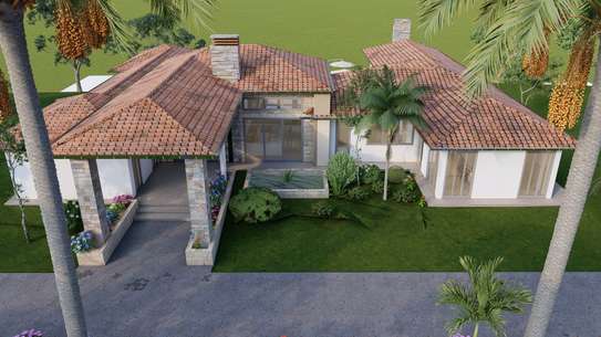 Modern Home with Stone Pillars & Large Windows image 2