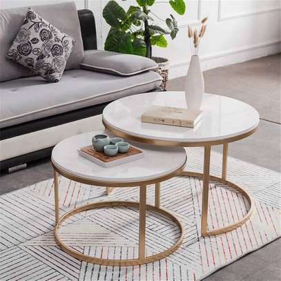 Coffee Table; Circular Gold Coffee Table in Kemera image 2
