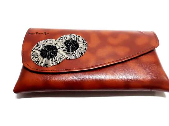Womens Brown Leather Clutch image 1