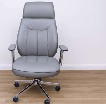 Office Chair: Grey Leatherette Padded Office Chair image 1