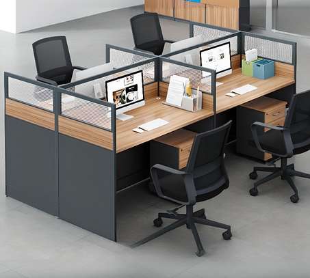 Office Workstation : Ergonomic Layout Office 4-Way WorkDesk image 4