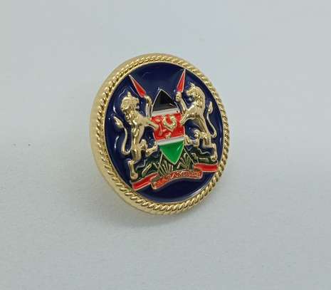 Kenya Emblem Lapel Pin Badge with Rounded Roped Edge image 1