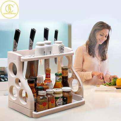 2 layer spice rack with knife slots image 3