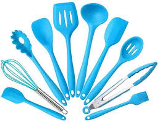 NON-STICK Silicone 10PCS Cooking Spoon Set With Firm Handle image 1