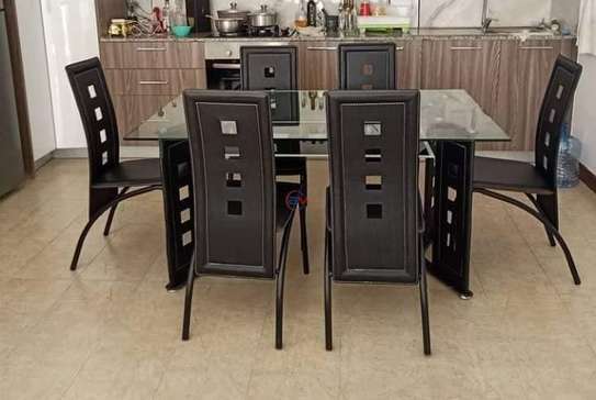 6-Piece Modern Glass Dining Room Set with Chairs image 1