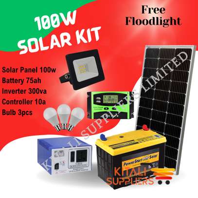 100w solar fulkit with powerstart battery image 1