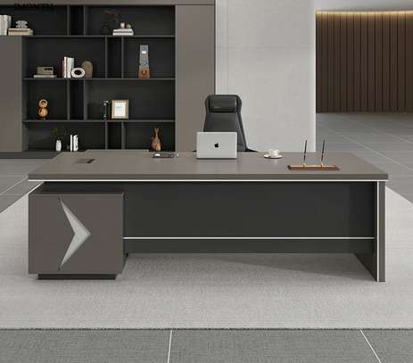 Executive L-Shape Office Desk with Wooden Surface image 1