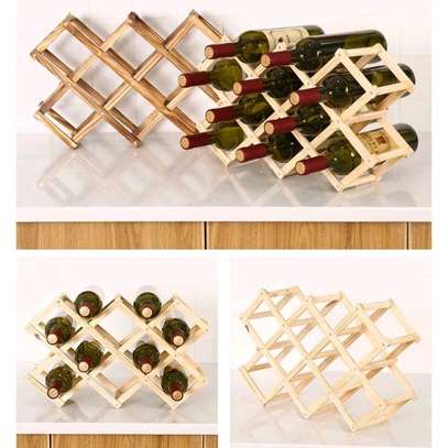 Foldable10 Slot wooden wine bottle rack image 1