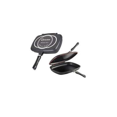 36cm Black Double Sided Grill,Cook, Handy Frying Pan image 1