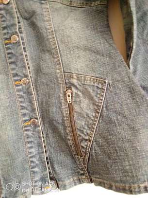 Dirty-green denim jacket + matching green ribbon tube top image 1