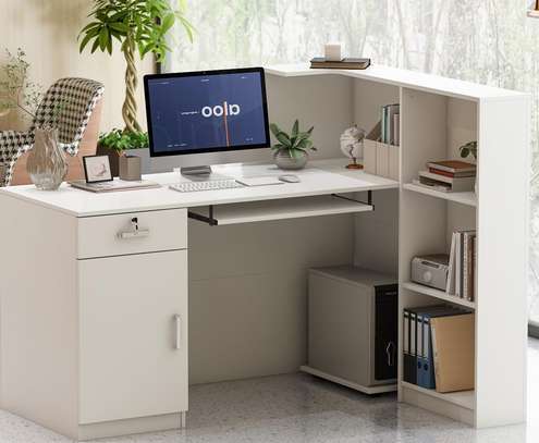 Office Desk: Wooden Rectangular Office Reception Desk image 4