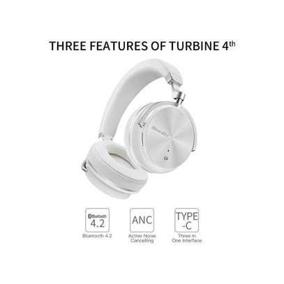 Bluedio Active Noise Cancelling Wireless Bluetooth Headphones with Mic - White image 2
