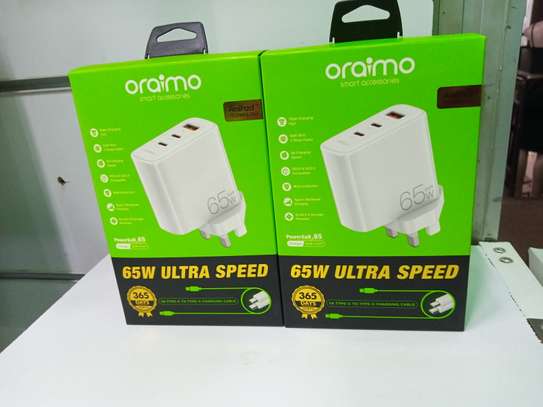 Oraimo 65W 3-port Gan Fast Charging Wall Charger With USB PD image 1