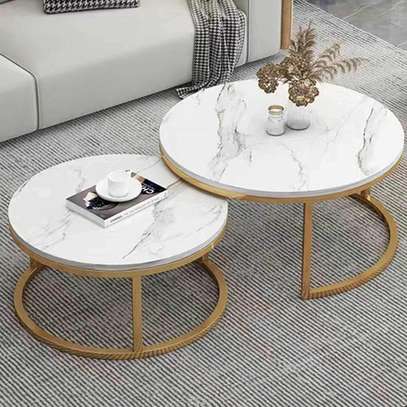 2 Piece White Marble Top Coffee Table image 8