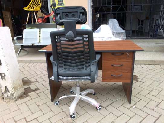 1.2 mtrs office desk plus high back recliner headrest chair image 1