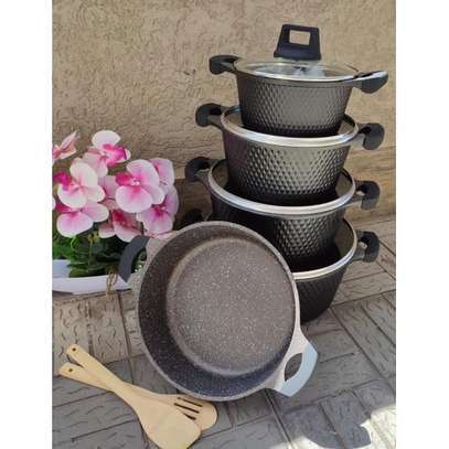 12pcs Germany marble Heavy Granite Cookware Set With Glass Lids image 1