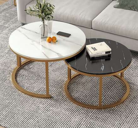 Pair Marble Nesting Coffee Tables image 3