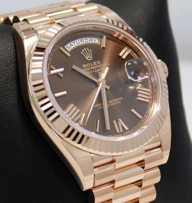 Rolex President 40mm Day-Date Rose Gold Chocolate Dial Watch image 2