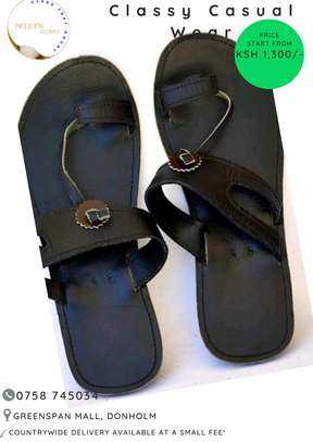 For the lovers of beaded and non beaded men leather sandals image 3