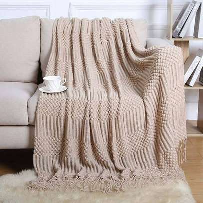 Knitted throw blankets with tassel image 2