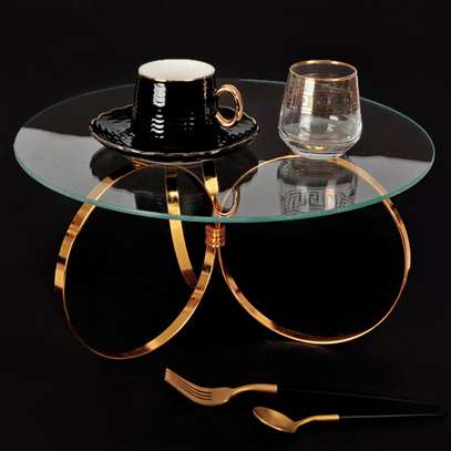 Round Glass Table with Spiral Stands image 1