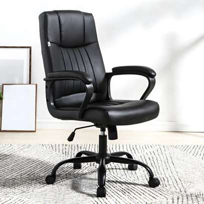 Office Chair: Swivel Leather Mid Back Waiting Chair image 2