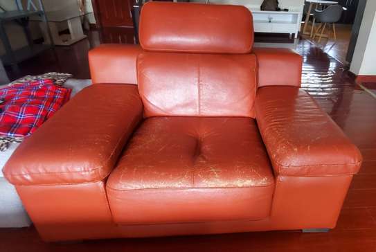 1-Seater Orange Leather Seat image 1