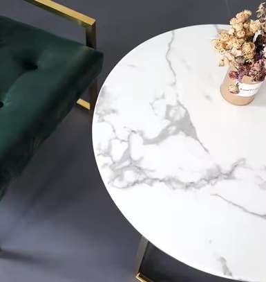 Coffee Table : Modern Metal Base Marble Top Coffee image 2
