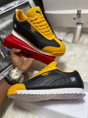 Black Yellow BMW Puma Roma Casual Shoes Lace Up