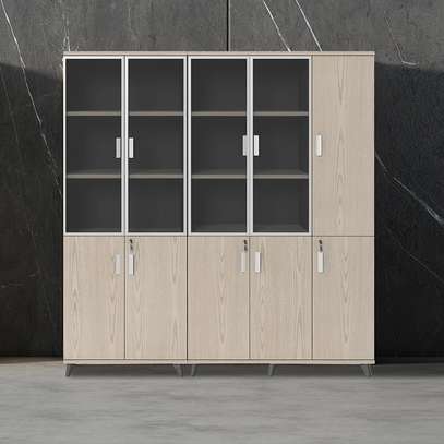 File Cabinet: Designed Wood File Cabinet With Glass Door image 1