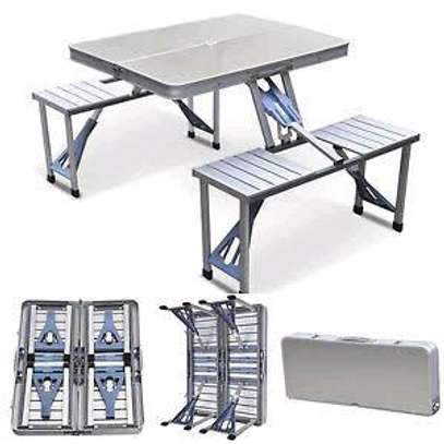 Foldable metallic magic picnic table with seats image 1