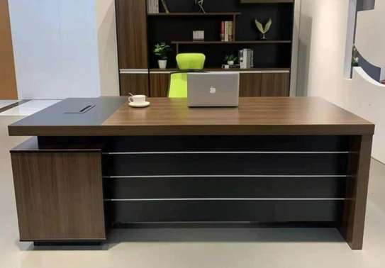 Solid Wood Executive L-Shaped Office Desk with Drawer image 6