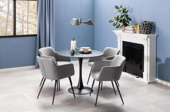 Coffee Table: Black Round Marble Top Home Coffee Table image 1