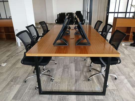 Modern Office Table Large Wood Top Black Frame image 3