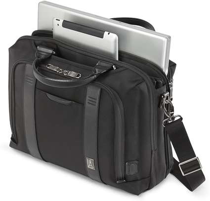 Travelpro Crew Executive Choice 2 Pilot Underseat Brief with USB Port Briefcase, Black, 16-Inch image 3