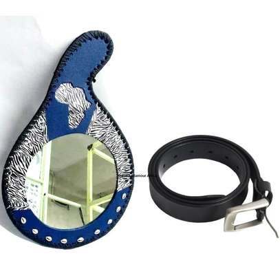Blue Leather Calabash mirror and belt combo image 2