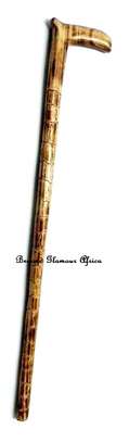 Brown Wooden walking stick with maasai shuka image 2