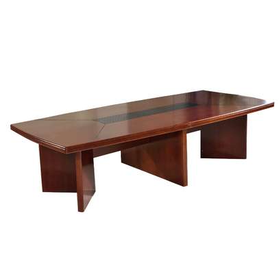 Conference table: 2.4m boardroom table with grommet holes image 1