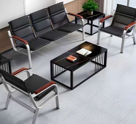 Office Sofa: 5-People Leather Modern Sofa image 1